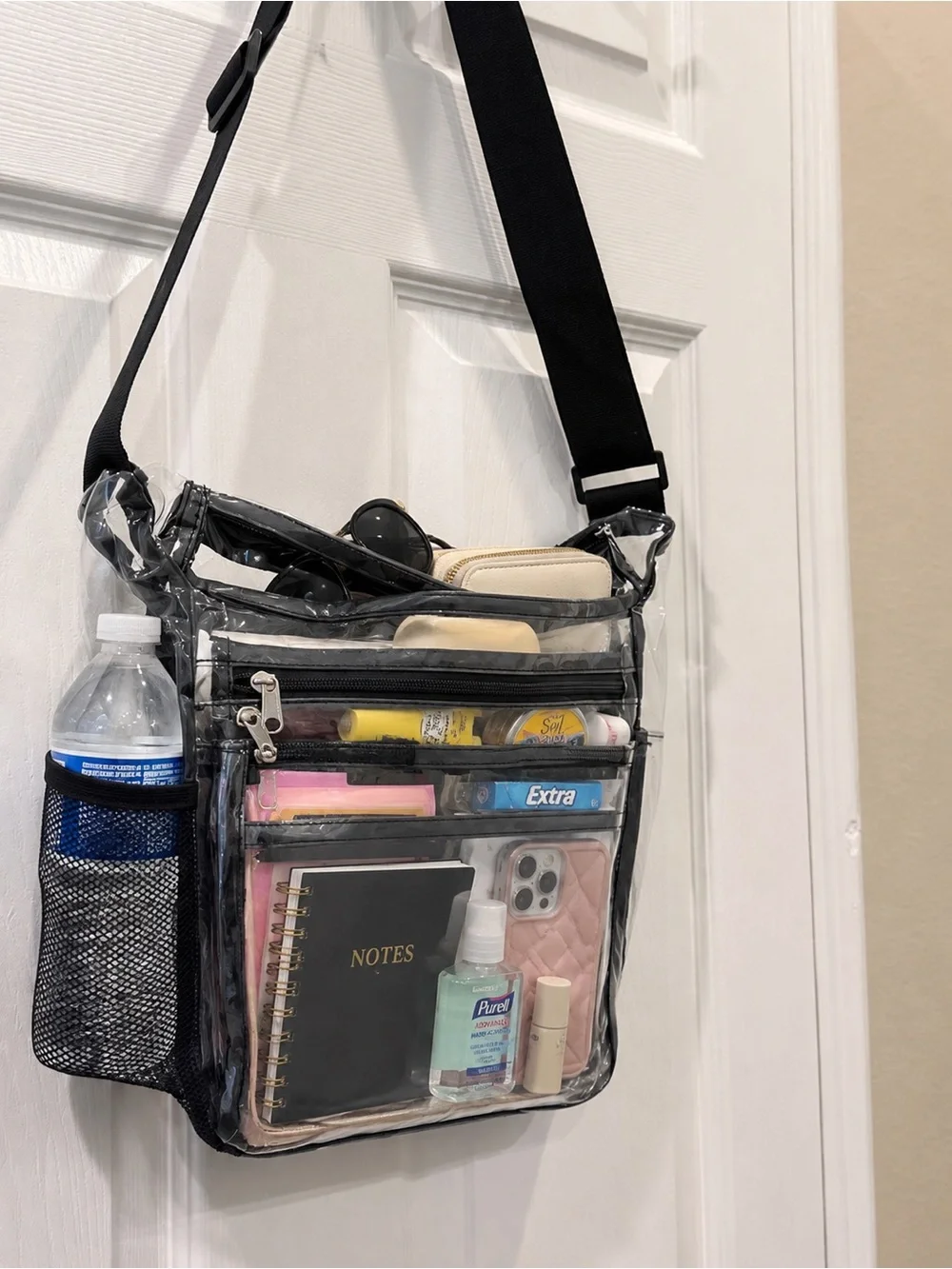 Clear Messenger Bag with Black Trim - Men's Adjustable Crossbody